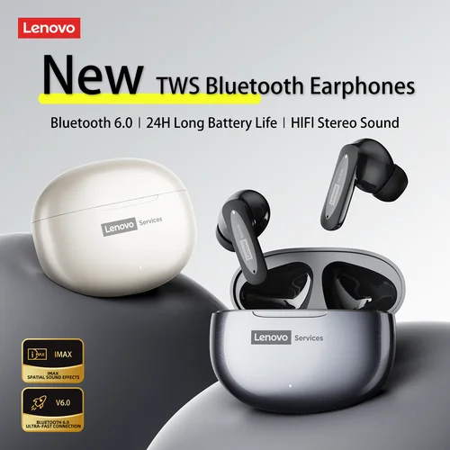 Imagen 1 del producto Original Lenovo LE202 auriculares inalámbricos Bluetooth 6,0 auriculares con cancelación activa de ruido auriculares HIFI HD llamada auriculares para juegos de baja latencia