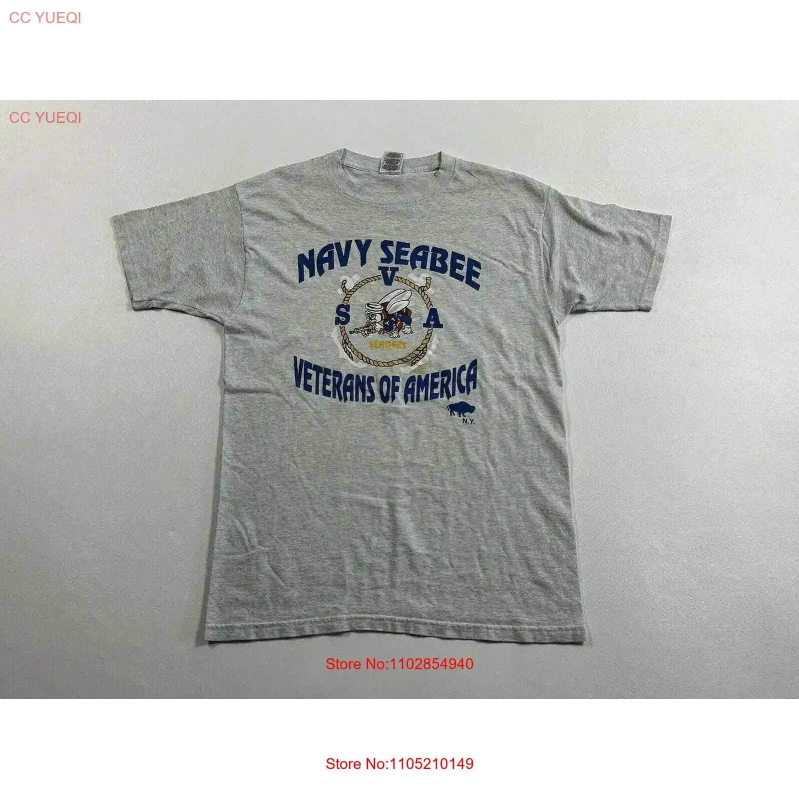 Fruit Of The Loom Navy Seabee Veterans America T Shirt Mens Size Large Vintage vintage Washed graphic streetwear