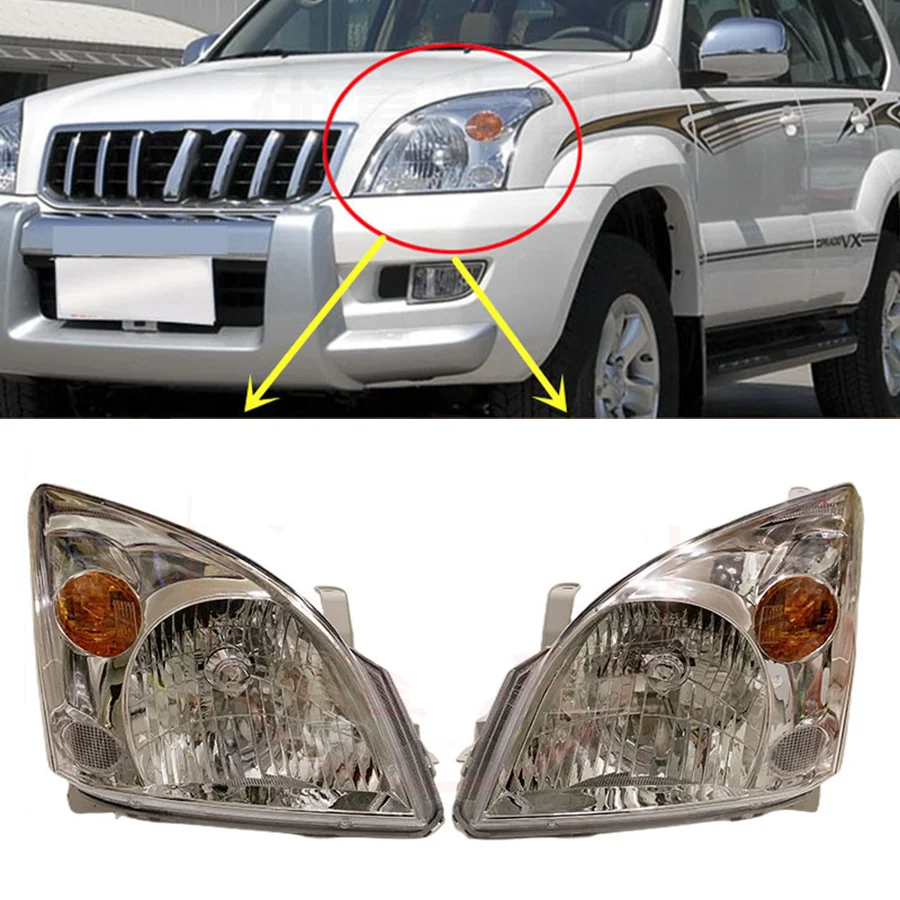 Wooeight 1Pc Car Auto Headlight Front Headlamp Light Lamp For Toyota Land Cruiser Prado LC120 2003-2009 81170-6A061 81130-6A231