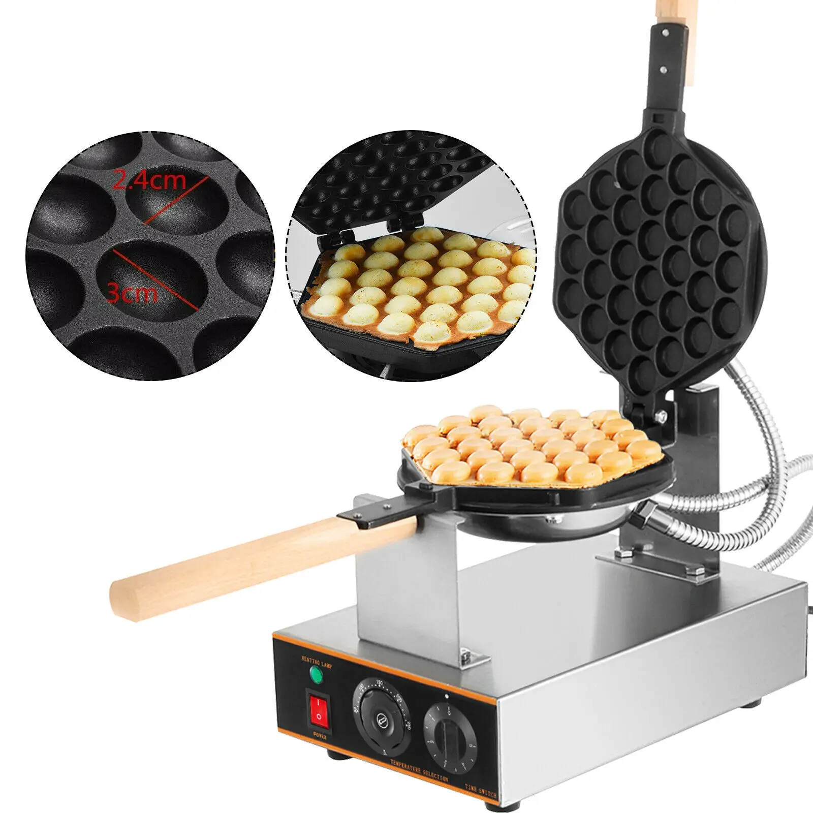 Egg Bubble Waffle Maker 1400W Commercial Electric Nonstick Cake Baking Pan Eggettes Puff Home Kitchen Cooking Appliance