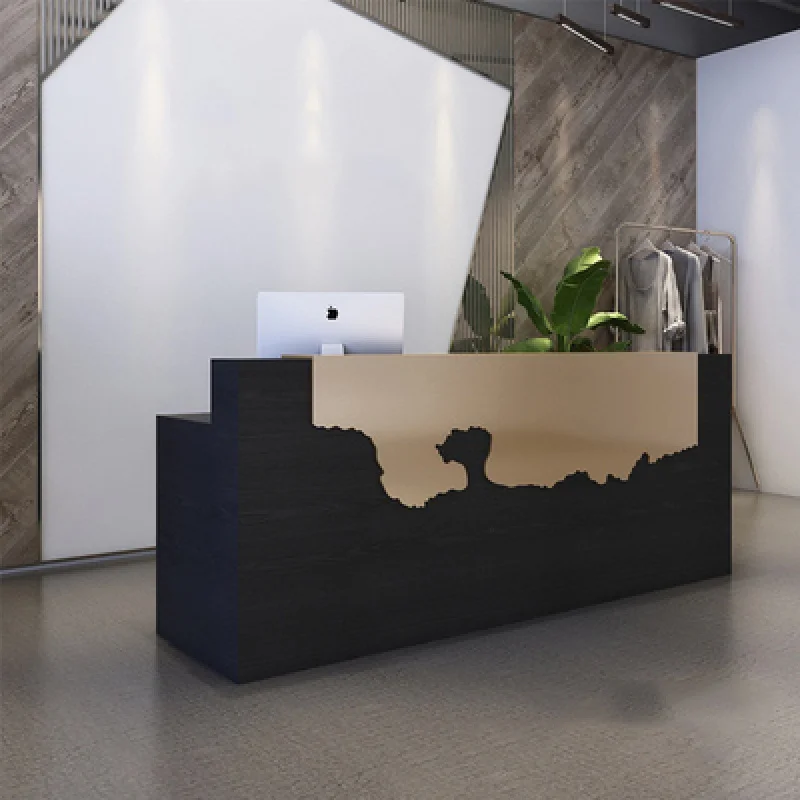 custom.Custom Logo Elegant Design Bridal Boutique Modern Cashier Checkout Counter Wood Color Front Reception Desks for Off