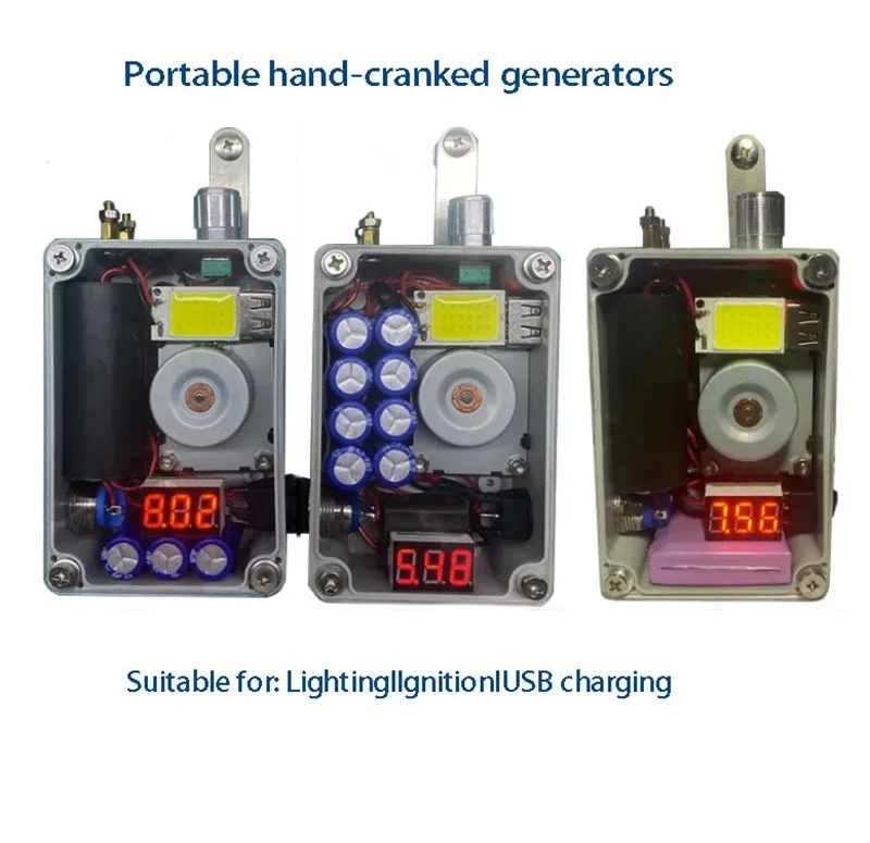 Portable hand-crank generator, lighting, USB charging, suitable for outdoor camping, power outage lighting, emergency charging