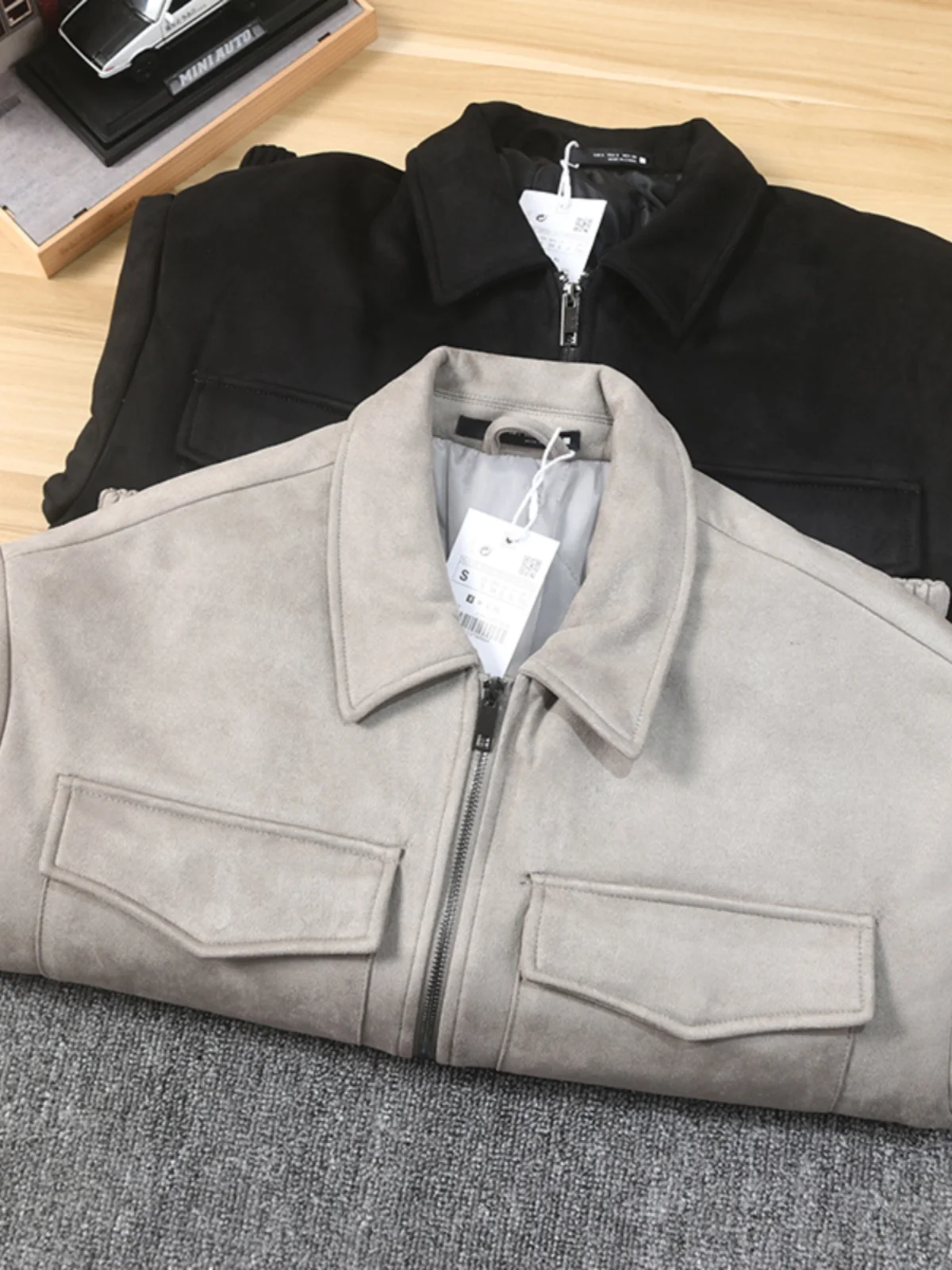 نسخة Thiened الأمريكية الرجعية عارضة الجلد المدبوغ طوق القطن Jaet الرجال ملابس خارجية معطف دافئ الوقوف صالح طول منتظم