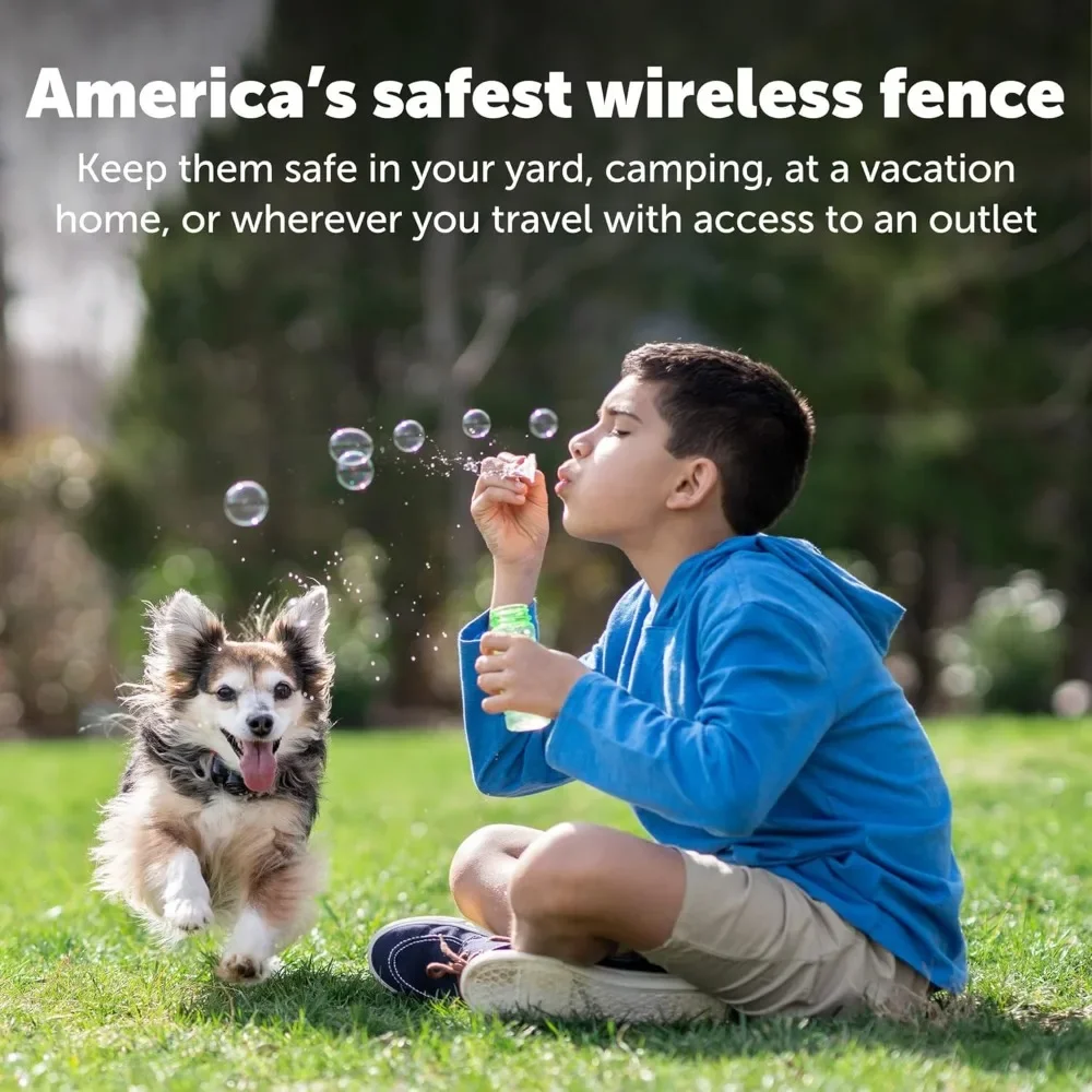 Wireless Pet Fence - The Original Wireless Containment System - Covers up to 1/2 Acre for Dogs 8lbs+, Tone/Static