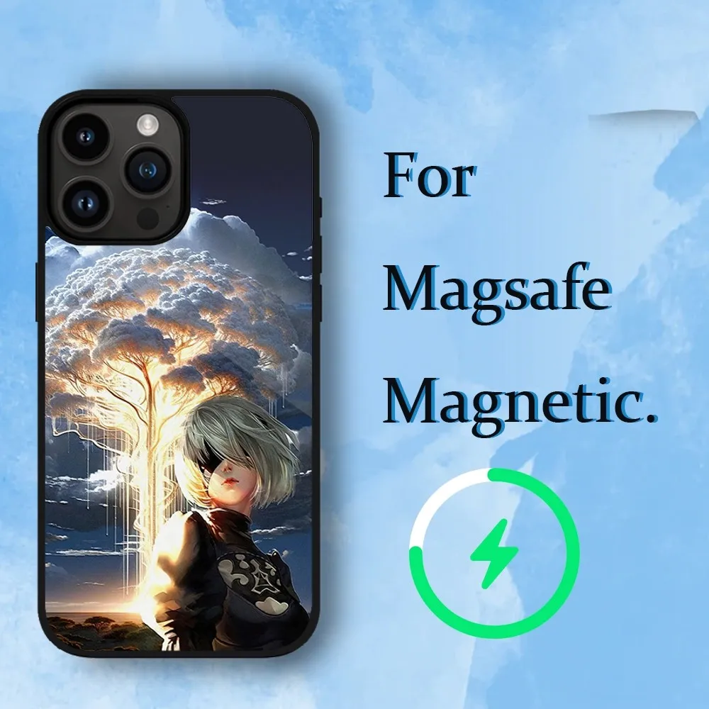 Game N-Nier A-Automata Phone Case For iPhone 11 12 13 14 15 Max Plus Pro Magnetic Charging Case