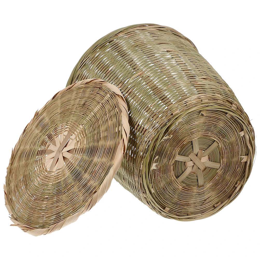 

Bamboo Woven Basket 20x20cm Storage Container Handmade Kitchen Trash Can Household Organizer Grocery Bin Tabletop Basket