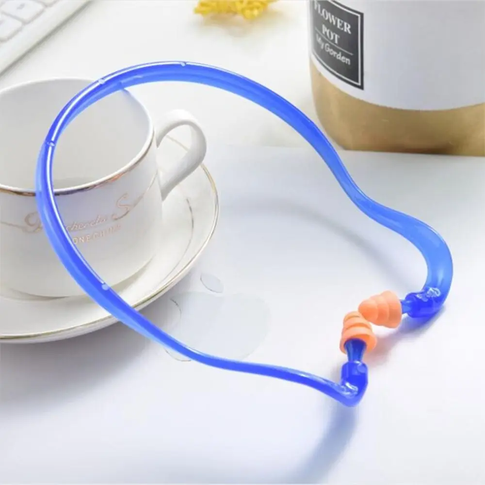 Head-mounted Anti-Noise Earplugs Blue Frame Silicone Noise Reduction Ear Plug Working Sleeping Sleeping Swimming Unisex Earmuff