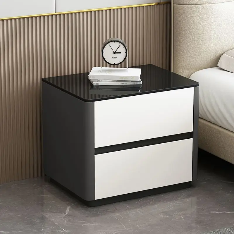 طاولة خشبية بيضاء بجانب السرير لغرفة النوم وخزائن القهوة المتنقلة للتخزين ومنضدة فاخرة وحديثة ومنظم أثاث منزلي Mesa De Noche