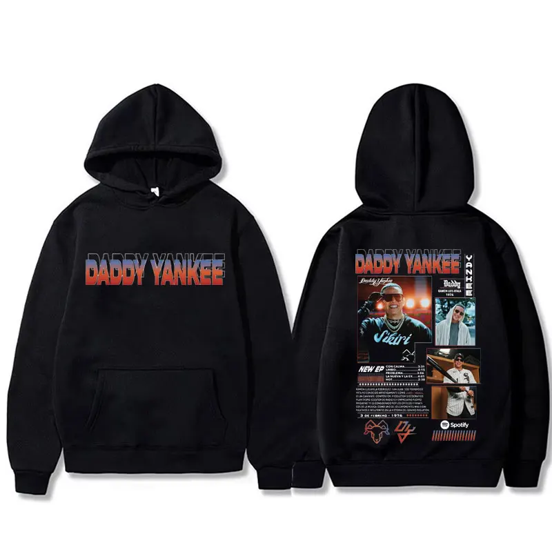 Rapper Daddy Yankee Double Sided Print Hoodie Men Women Hip Hop Vintage Oversized Hooded Sweatshirt Men's Fleece Casual Hoodies