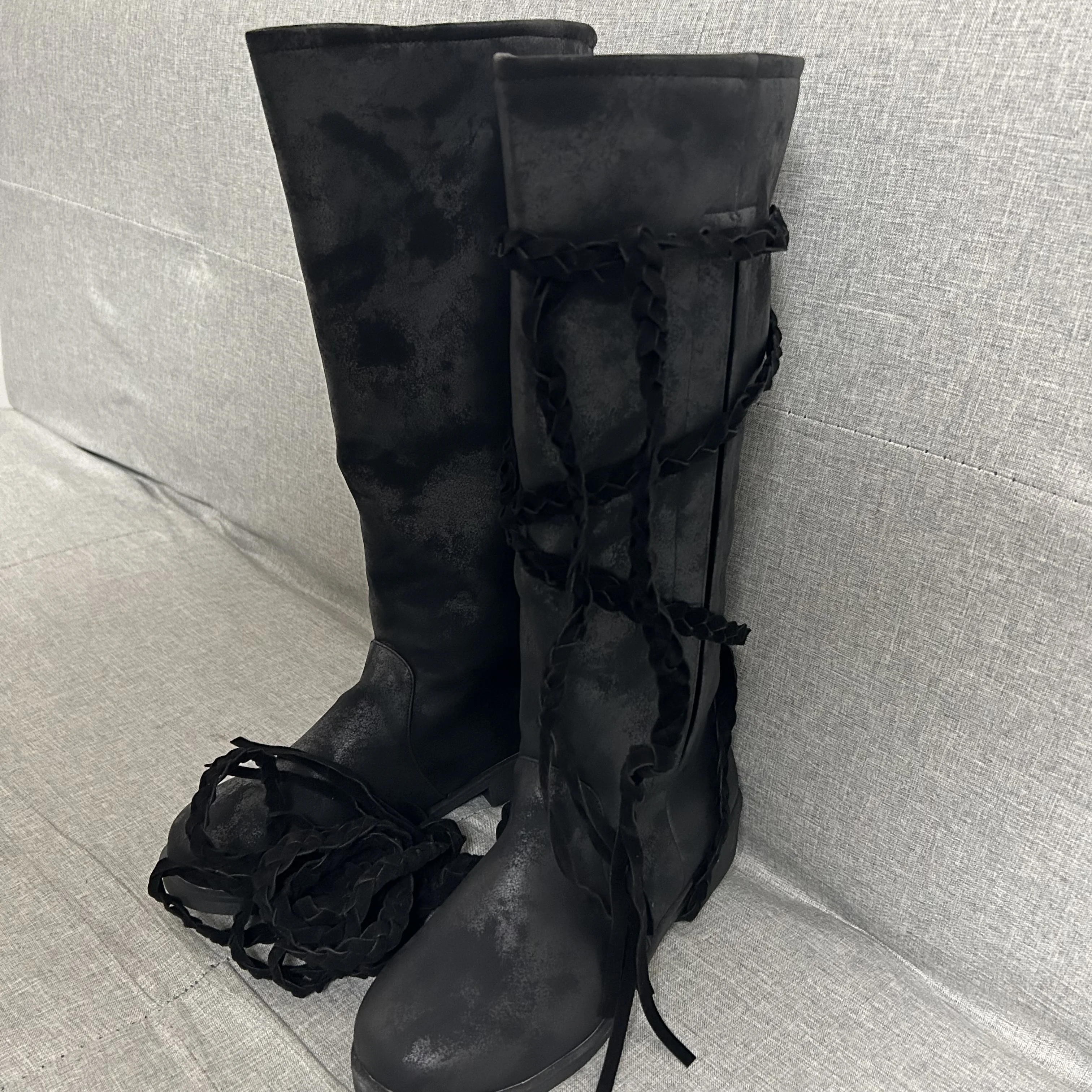 2023 średniowieczny Viking kostium pirata Retro męskie buty Halloween Cosplay zima PU Boot rycerz kobiety bandaż gotyckie buty