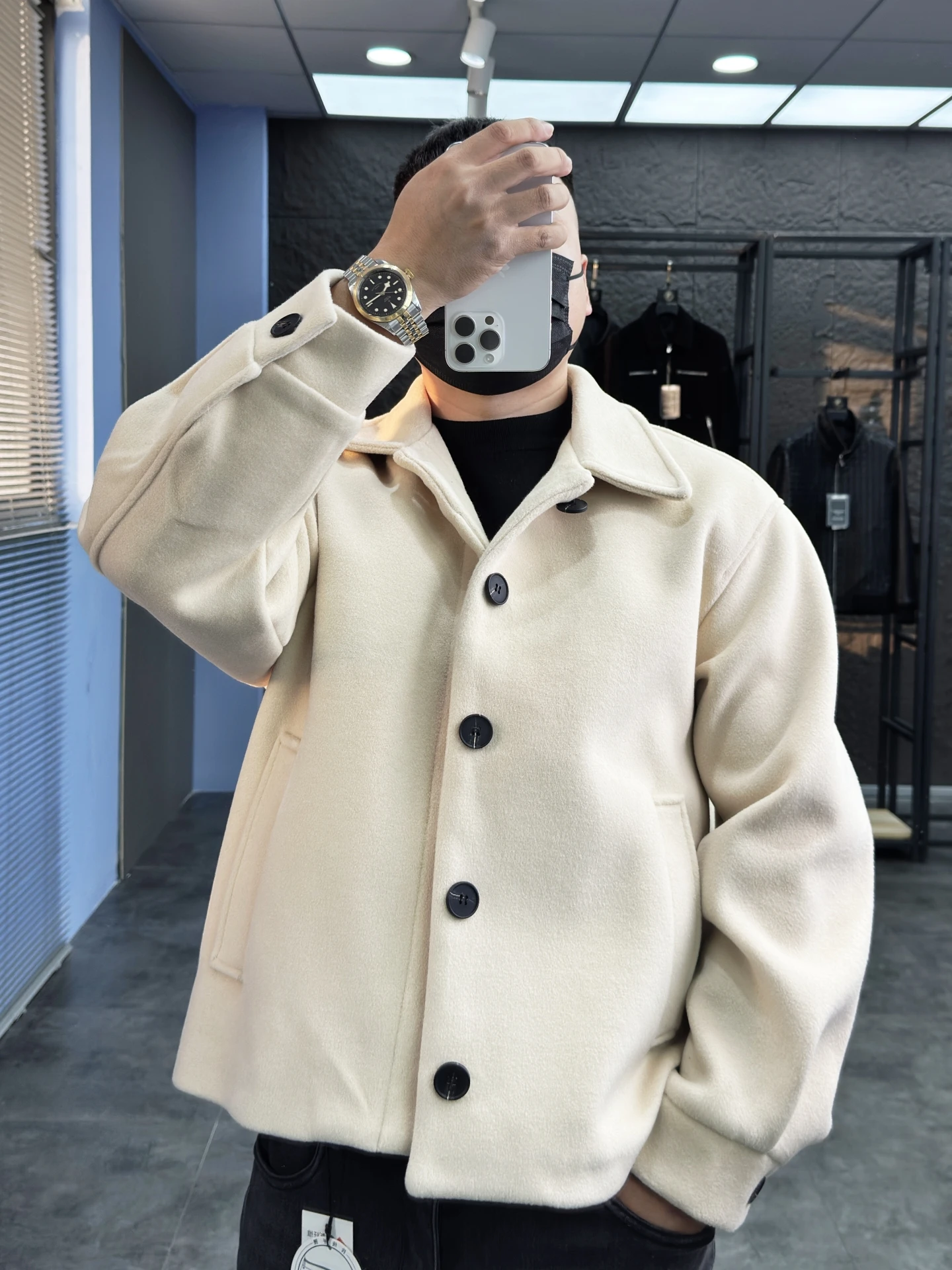 

Svip 3005 Woolen Casual Thiened Warm Coat M Outerwear Autumn Winter Turn-down Collar Loose Comfortable Men's Jaet