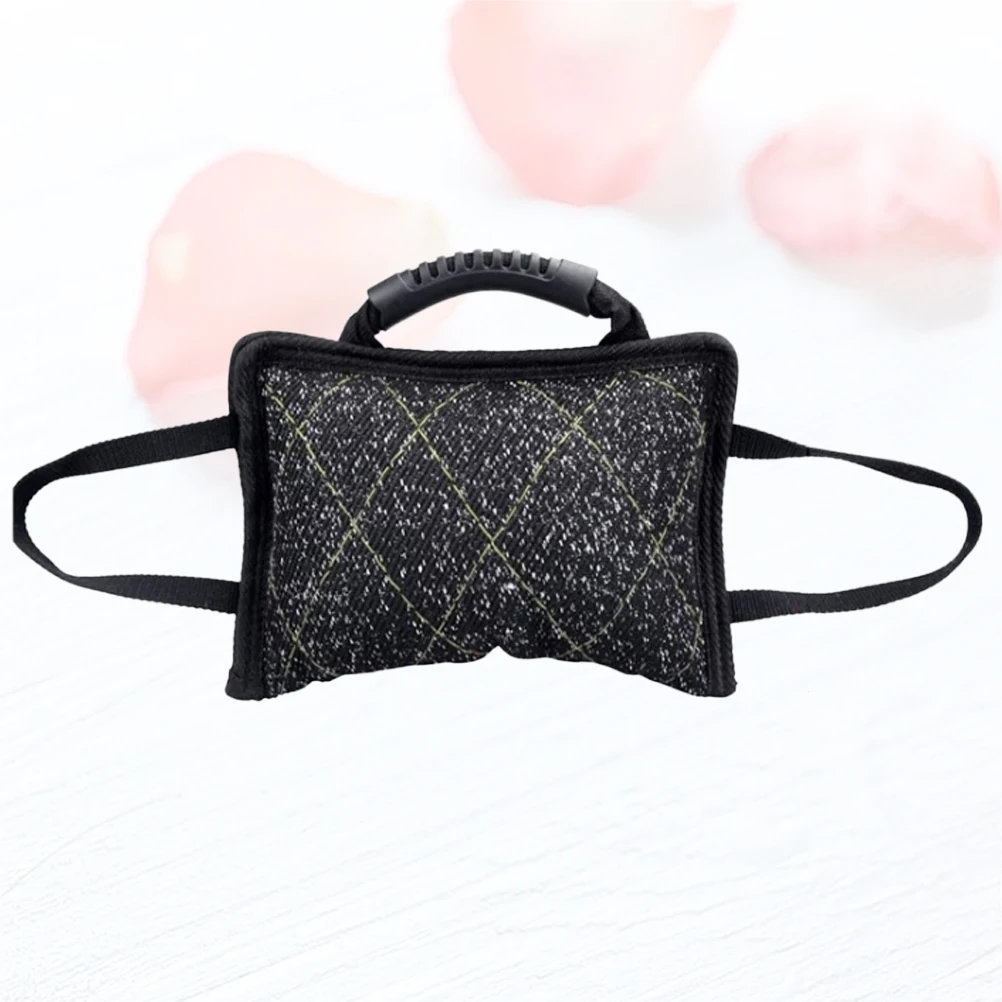 

3 Handles Sturdy Jute Dog Bite Tug Pillow for Puppy Training Ring Sport Interactive Play Dog Bite Tug Training Pillow