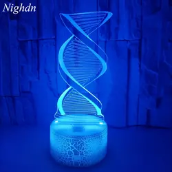 Nighdn DNA Model 3D Illusion Lamp Led Night Light with 7 Colors Changing Nightlight Bedroom Desk Lamps for Kids Gifts Home Decor