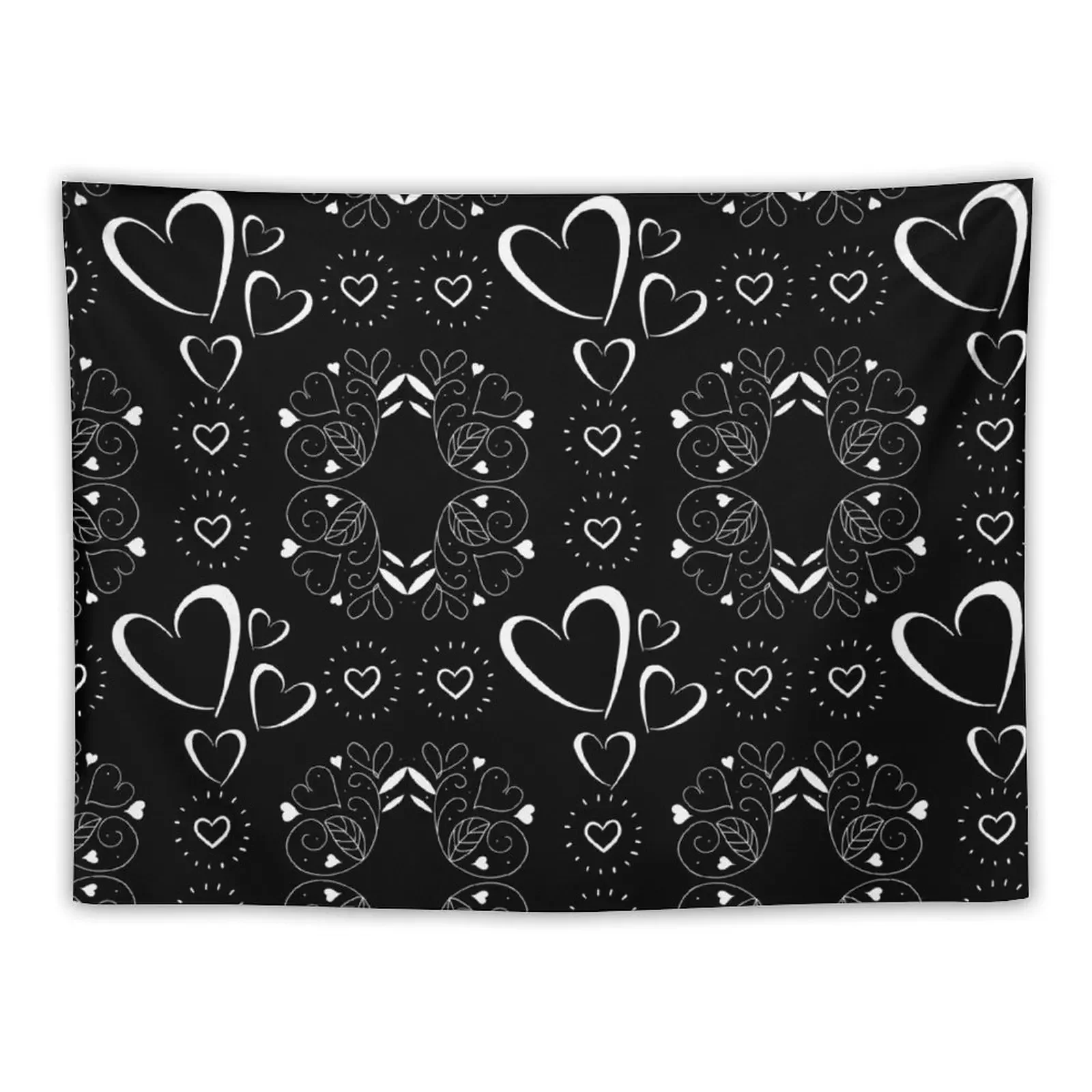 

black and white heart pattern Tapestry Decor For Room Decoration For Bedroom Wall Decorations Tapestry