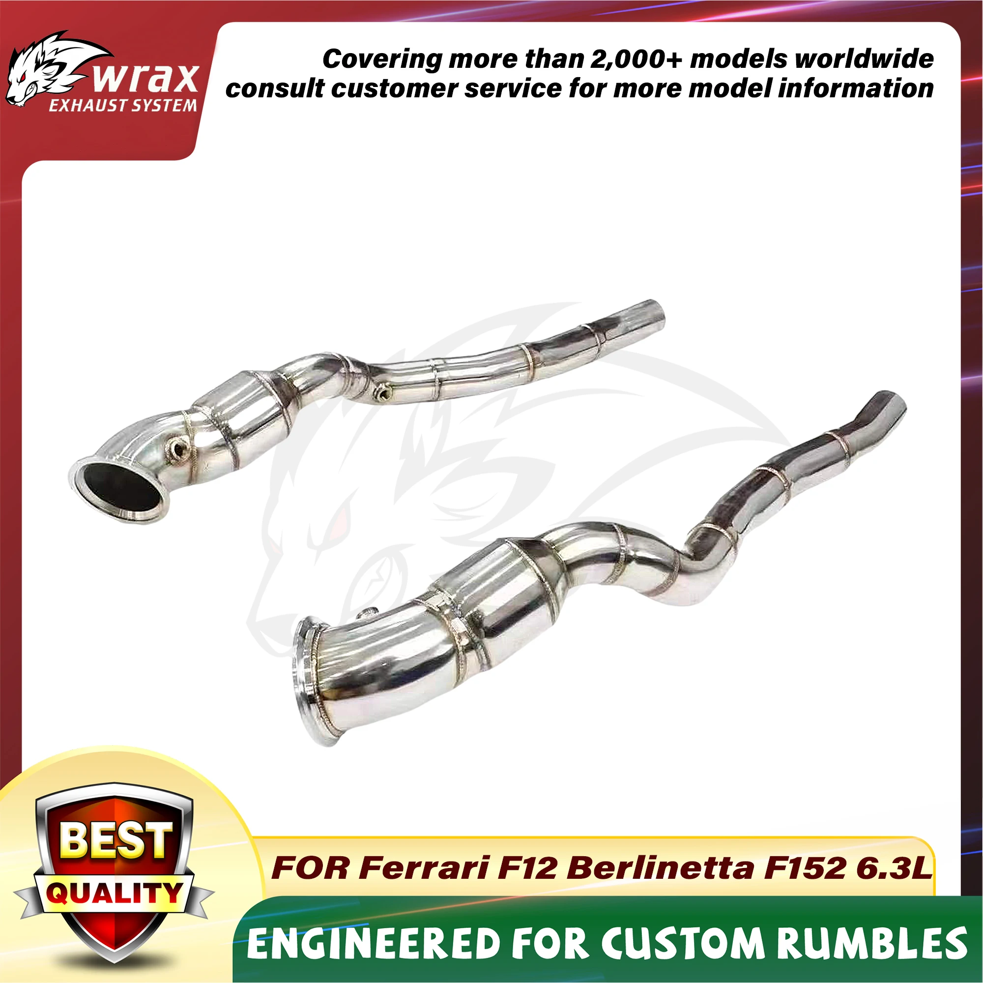 

WRAX Supercar Sport Downpip for Ferrari F12 Berlinetta F152 6.3L High Flow SS304 Exhaust Boost Vehicle Performance