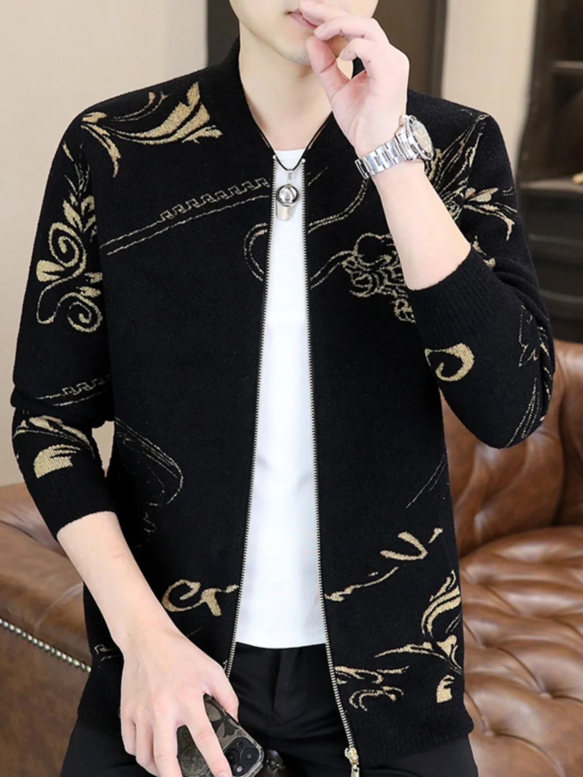 

Men's Knitted Jaet Casual Open Cardigan Slim Fit Faionable Autumn Outerwear Soft Comfortable Nylon Polyester Acrylic Blend