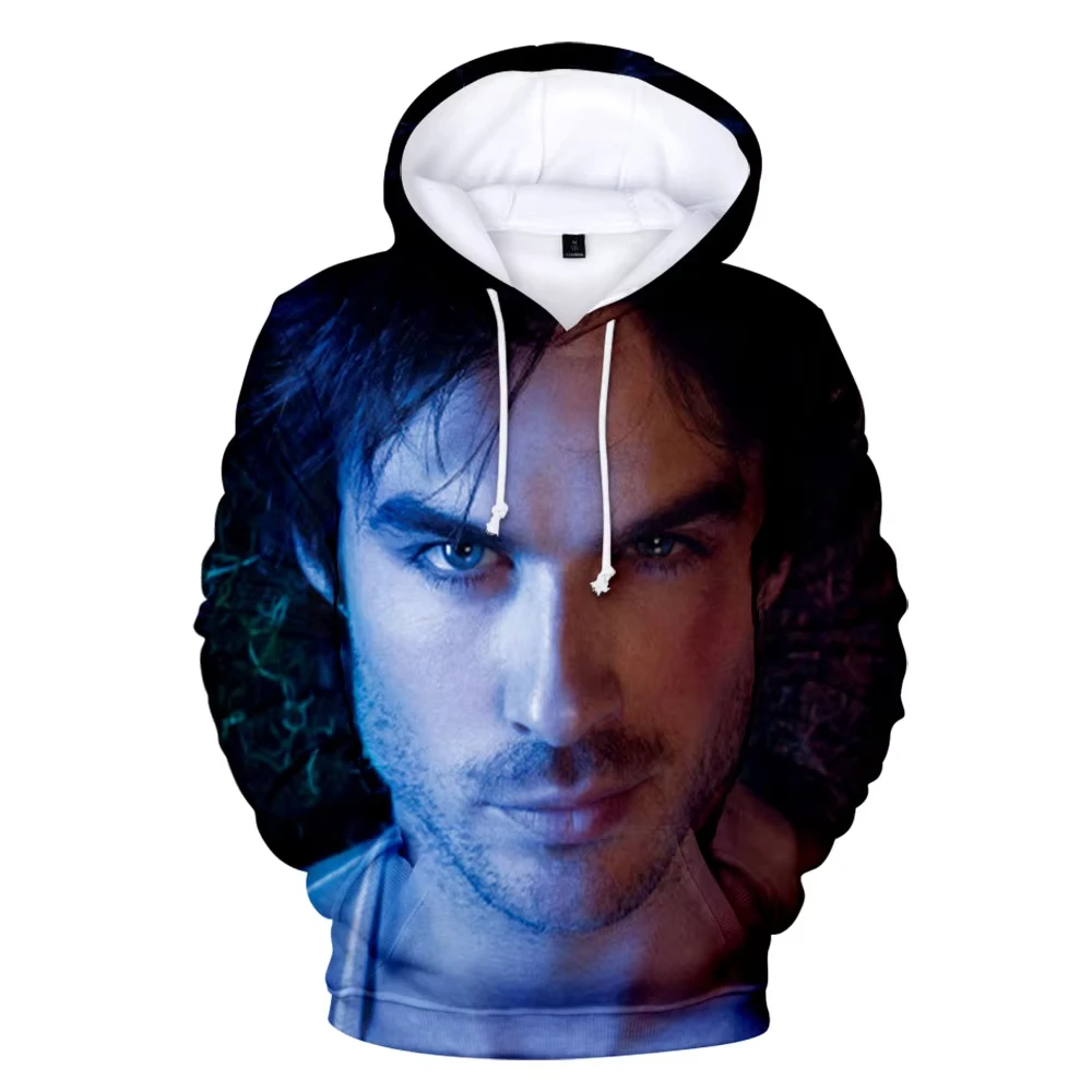 TV Series The Vampire Diaries characters 3D Printed Men\'s Hoodie Casual Long Sleeves Outdoor Pullover Sweatshirt Unisex Clothing