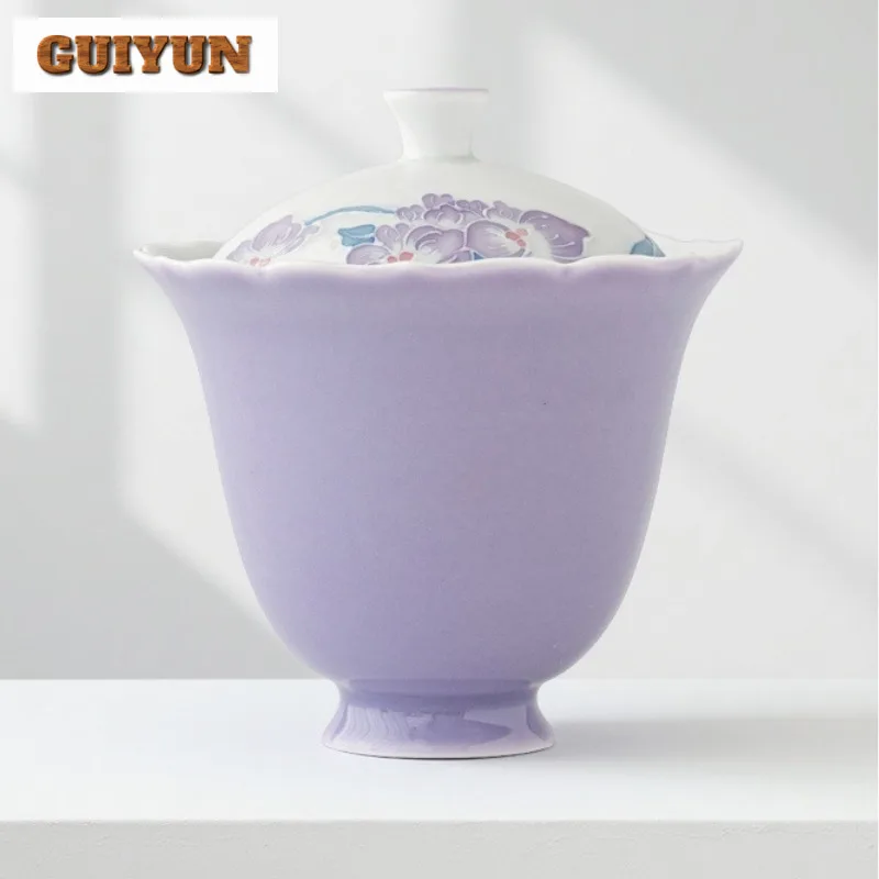 110 مللي رسمت باليد بيجونيا غايوان الجمالية الشاي تورين وعاء الشاي مع غطاء عدة تخمير الشاي غطاء وعاء المقاهي لوازم جمع