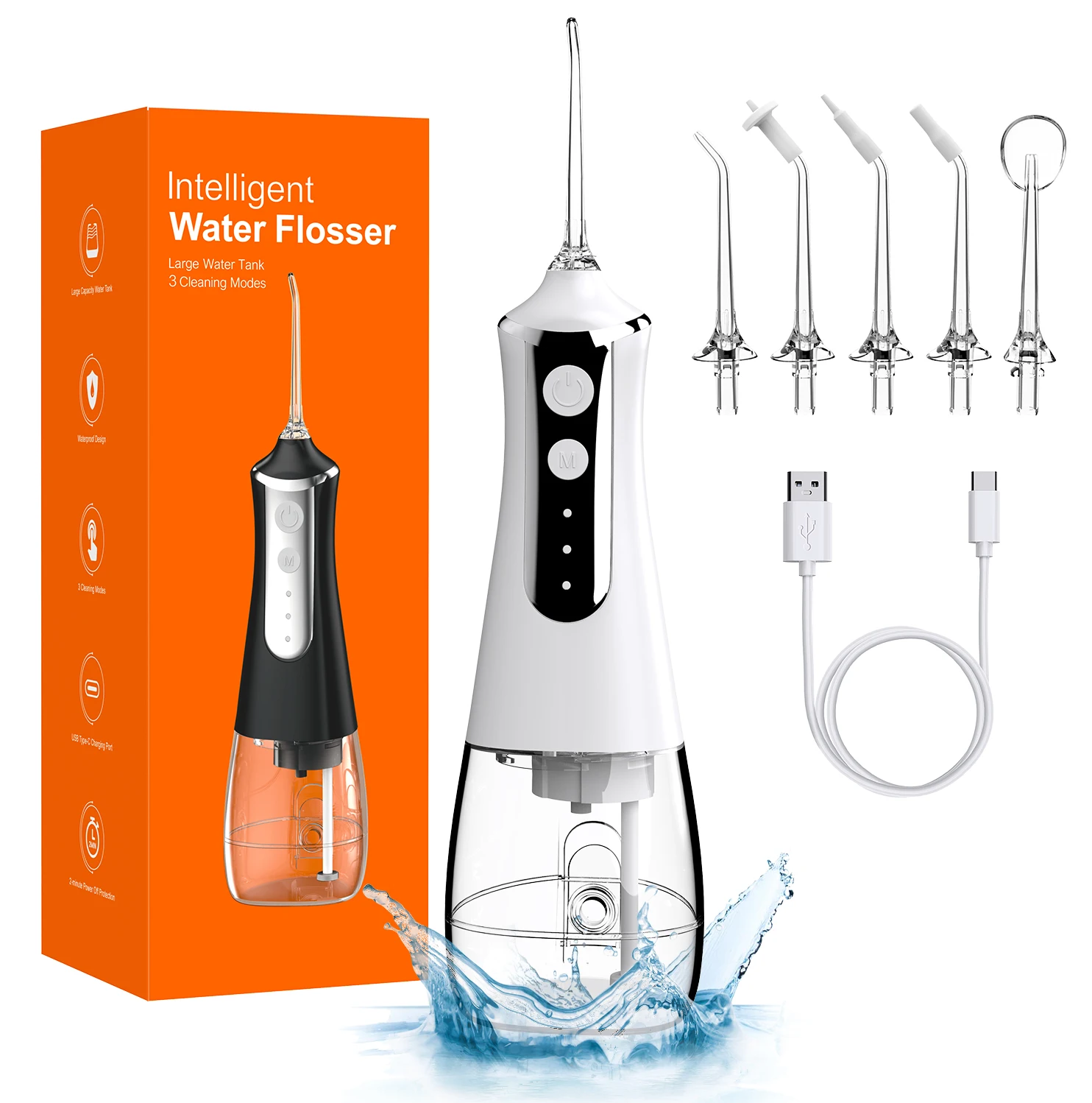 Oral Irrigator Portable Water Flosser Rechargeable 3 Modes 300ML Dental Water Jet for Cleaning Teeth