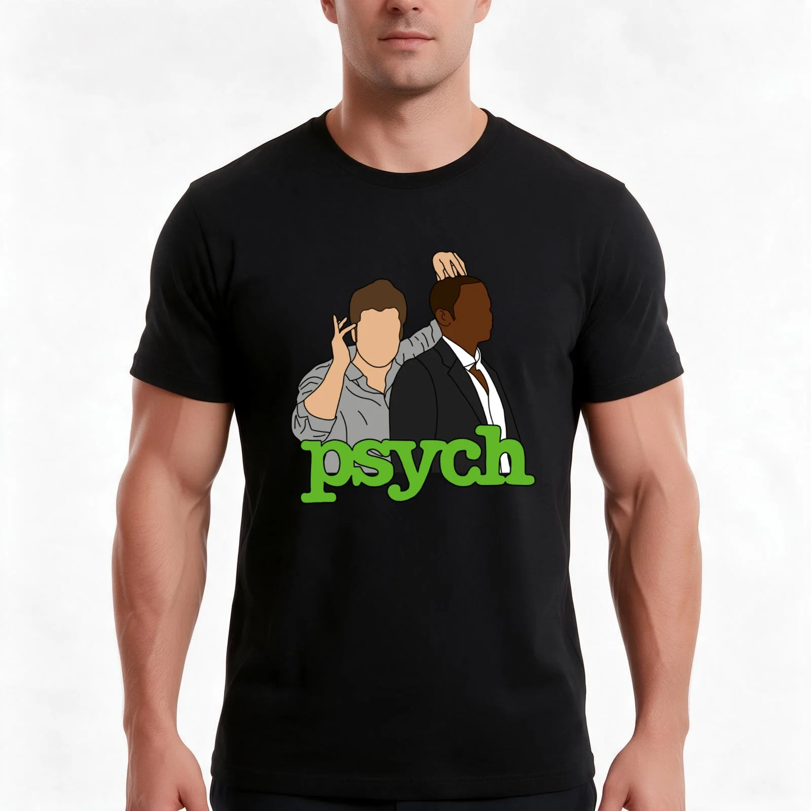 Psych - Shawn _amp_ Gus T-Shirt, Summer Casual Cotton Tee, Oversized Streetwear Tops, Vintage Graphic Print, Unisex Men Women