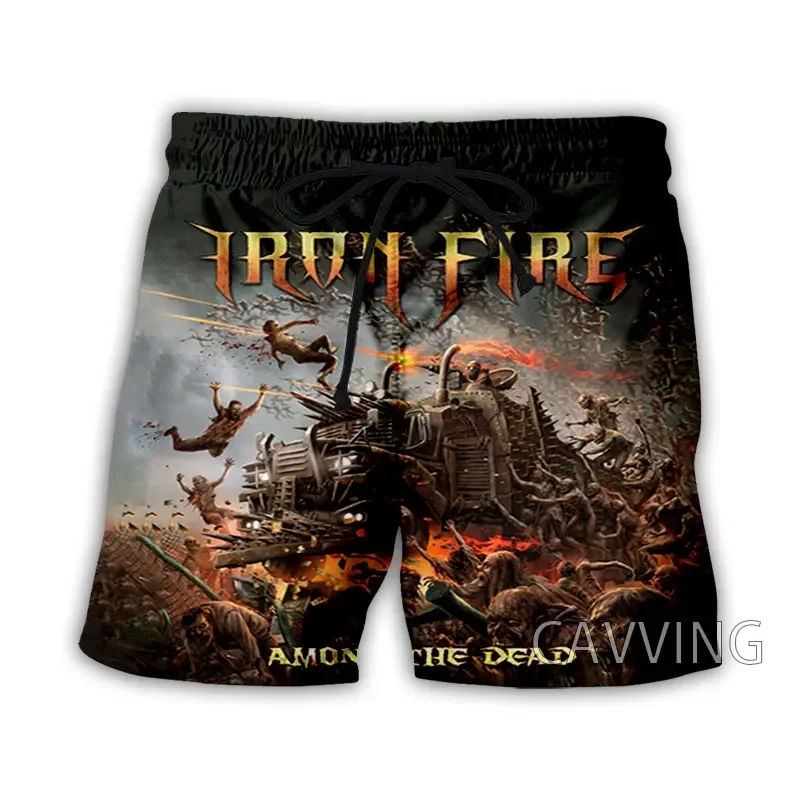 CAVVING 3D Printed  Iron Fire Band  Summer Beach Shorts Streetwear Quick Dry Casual Shorts Sweat Shorts for Women/men