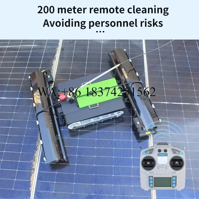 Wmwmnu for HAOFU YK2 Solar Panel Cleaning Robot with Crawler Brush 9 Hours Remote Control 8 Hours Battery Life