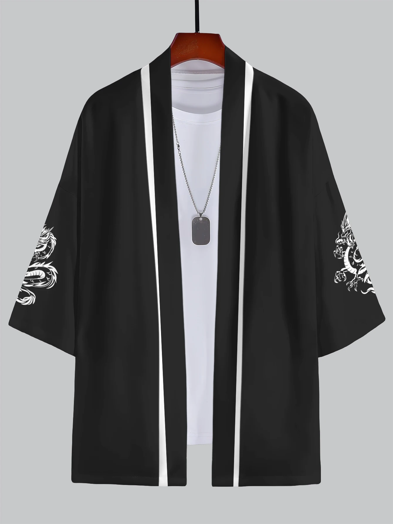 2025 New Summer Men's 3D Kimono Bundle - Dragon & Cloud Patterns