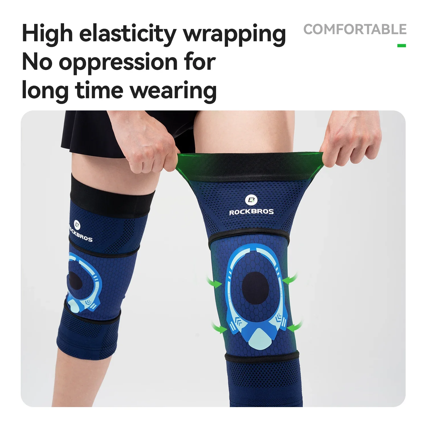 

ROCKBROS наколенники для мужчин и женщин, эластичные спортивные наколенники под давлением, защита для уличного бега, езды на велосипеде, аксессуары для защиты ног