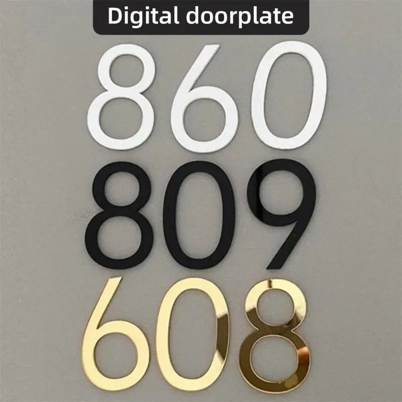 3D Numeral Plate Self-adhesive Plastic Plaque Sign Gate Digits Number Tag Hotel Door Drawer Number Label 0 To 9 Home Decor Label