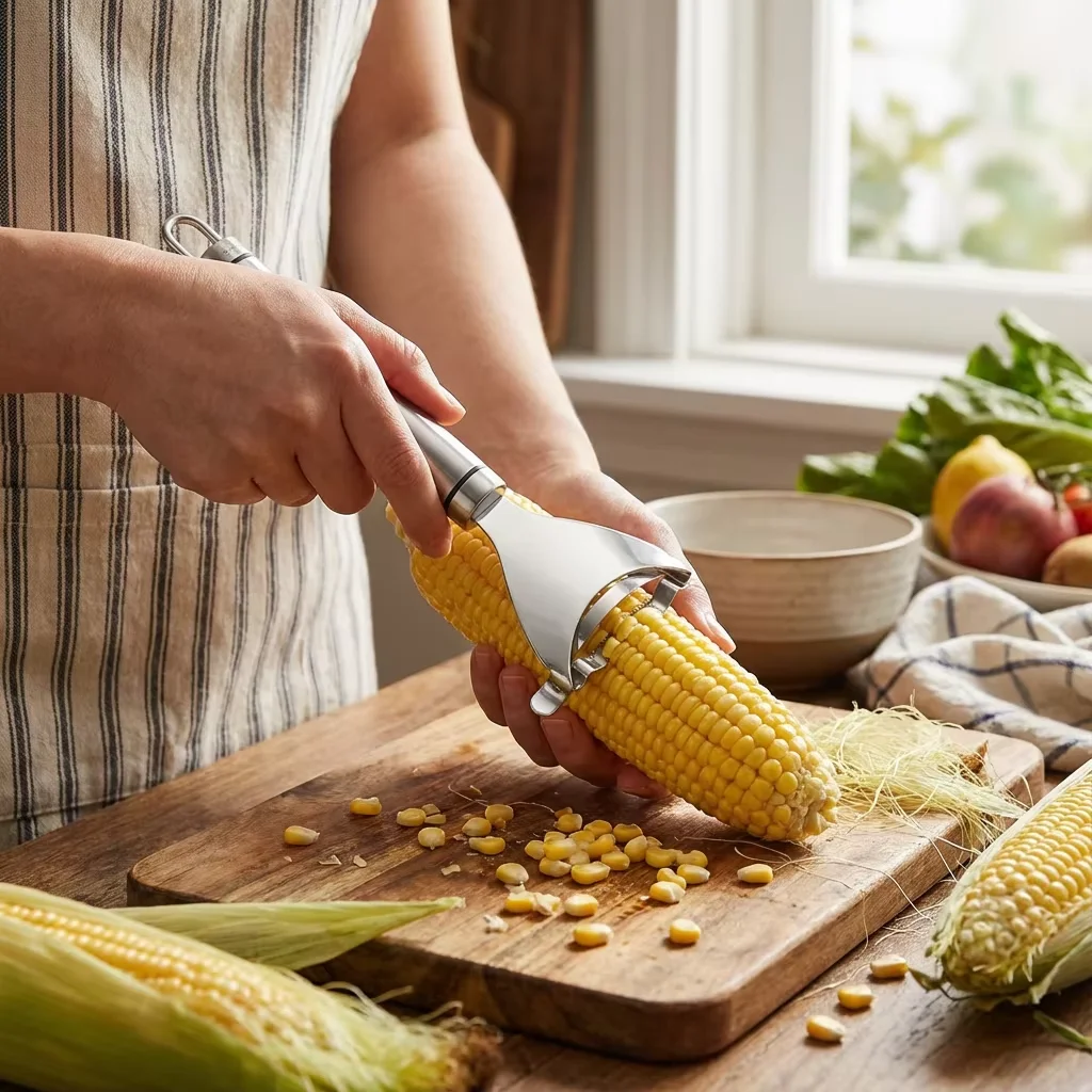 Home Y-Shaped Corn Peeler - Stainless Steel Fast Kernel Remover 3 Seconds Per Corn Kitchen Corn Shelling Lazy Tool