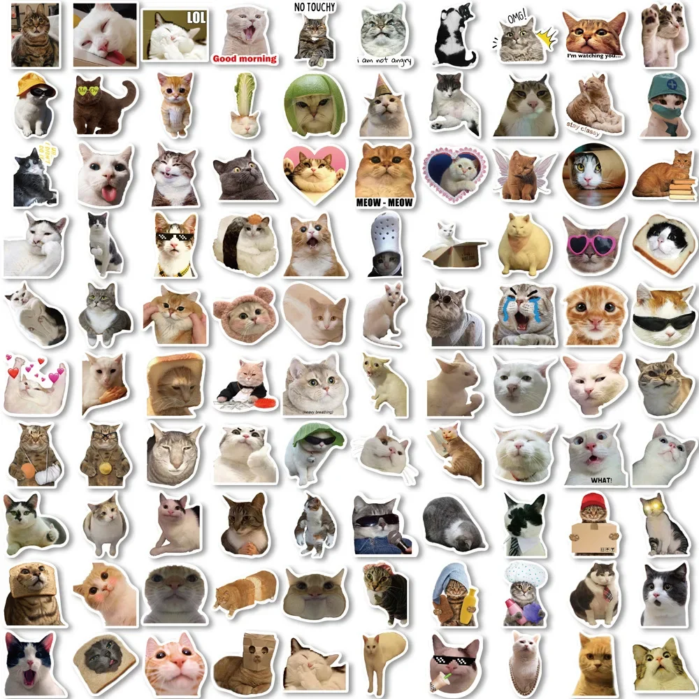 10/30/50PCS New Cat Cartoon Personality Creative Computer Suitcase Mobile Phone ChairCar Decoration Waterproof Sticker Wholesale