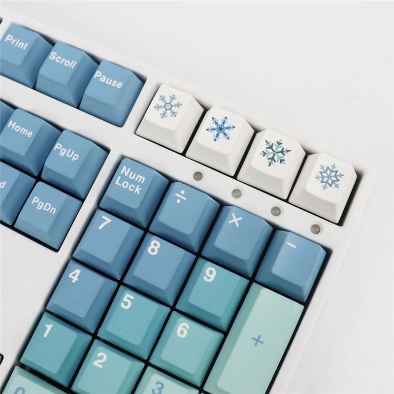 Imagem -03 - Teclas Gradiente Azul e Branco Perfil Gmk Yeti Cherry Material Pbt 23 Teclas 129 Teclas Teclas de Sublimação de Tintura para Teclado Mecânico