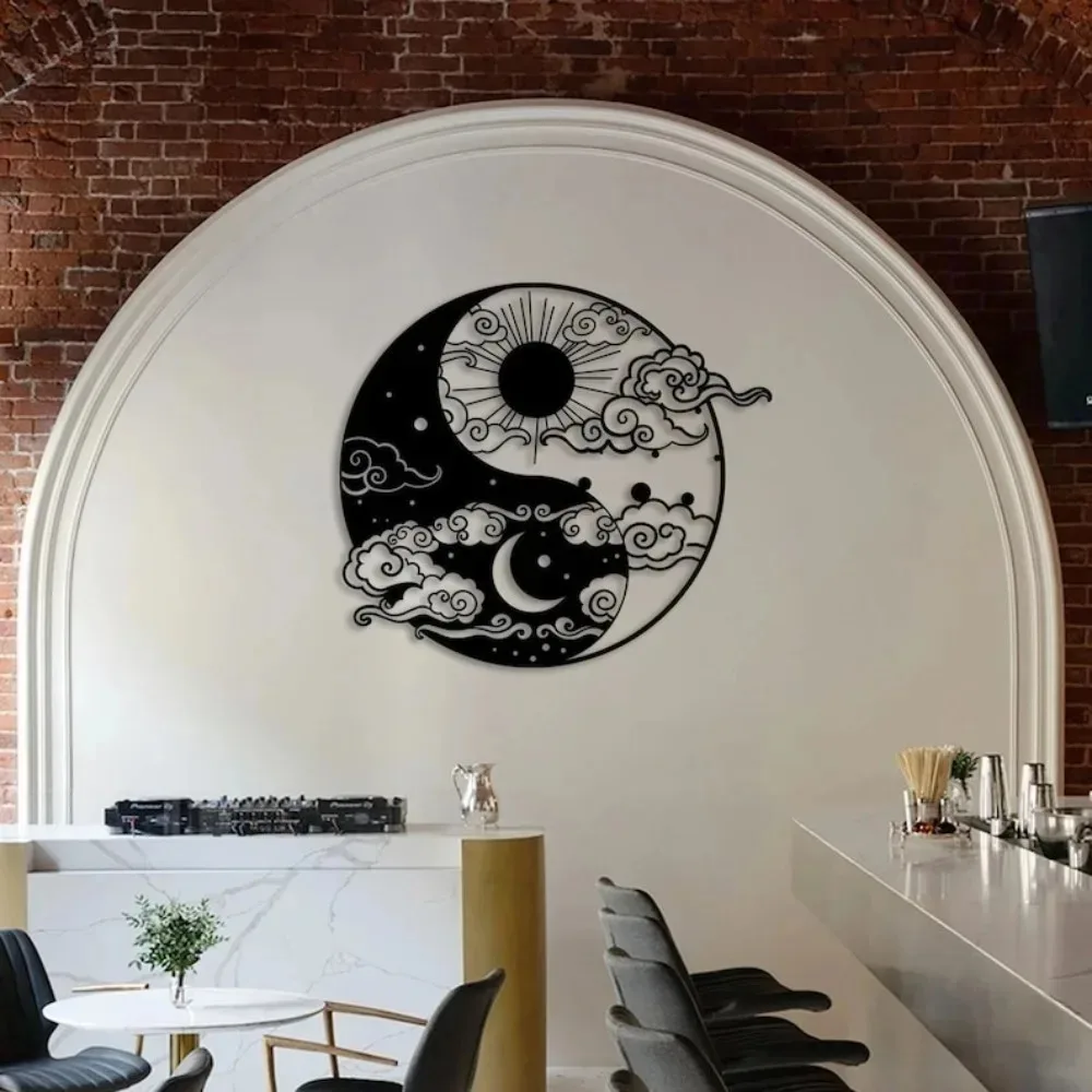 Yin Yang Sun Moon Metal Wall Art Aluminium Plate Home Decor Yoga Meditation