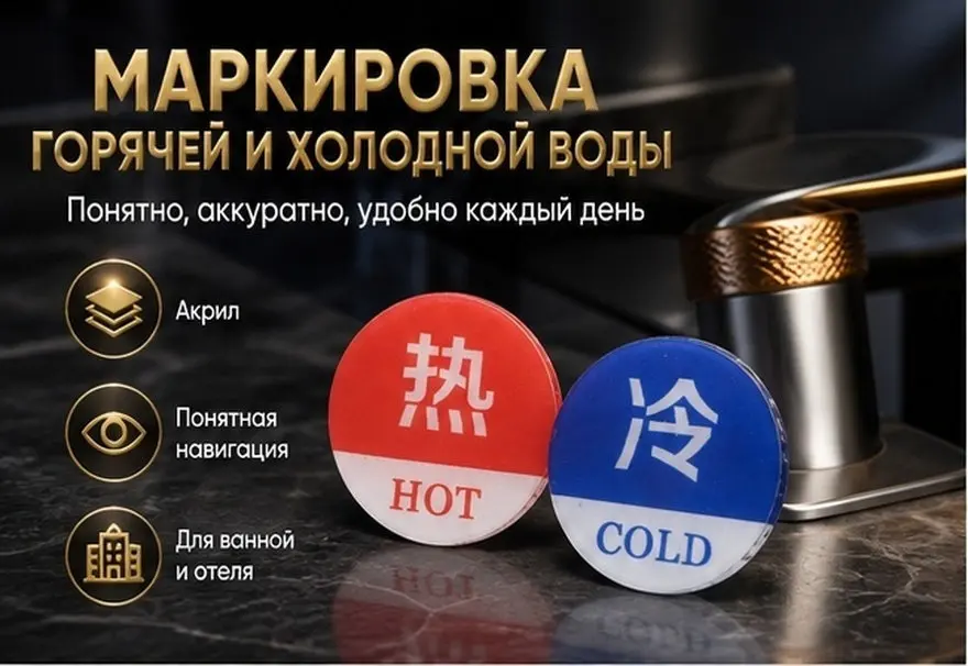 1Pair Acrylic Hot Cold Water Stickers for Bathroom Faucet Shower Sink Hotel Guesthouse Clear Temperature Label Indicator Decor