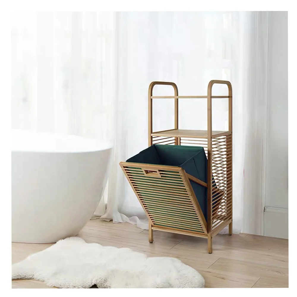 Space Saving Storage Bathroom Bamboo Laundry Basket