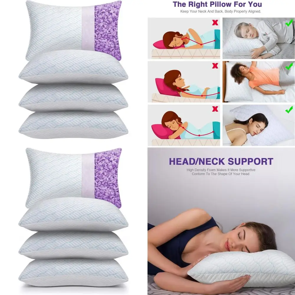 

Комплект из 4 охлаждающих подушек Queen Size, с наполнителем из измельченной пены с эффектом памяти, регулируемая температура, идеально для сна на боку, 20x30, 4 штуки в упаковке