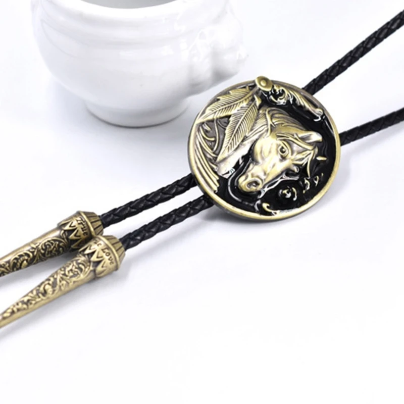 Adjustable Bolo Tie Popular Western Cowboy Teens Men Women Dance Necktie Vintage Shirts Relief Horse Buckle Pendant DropShipping