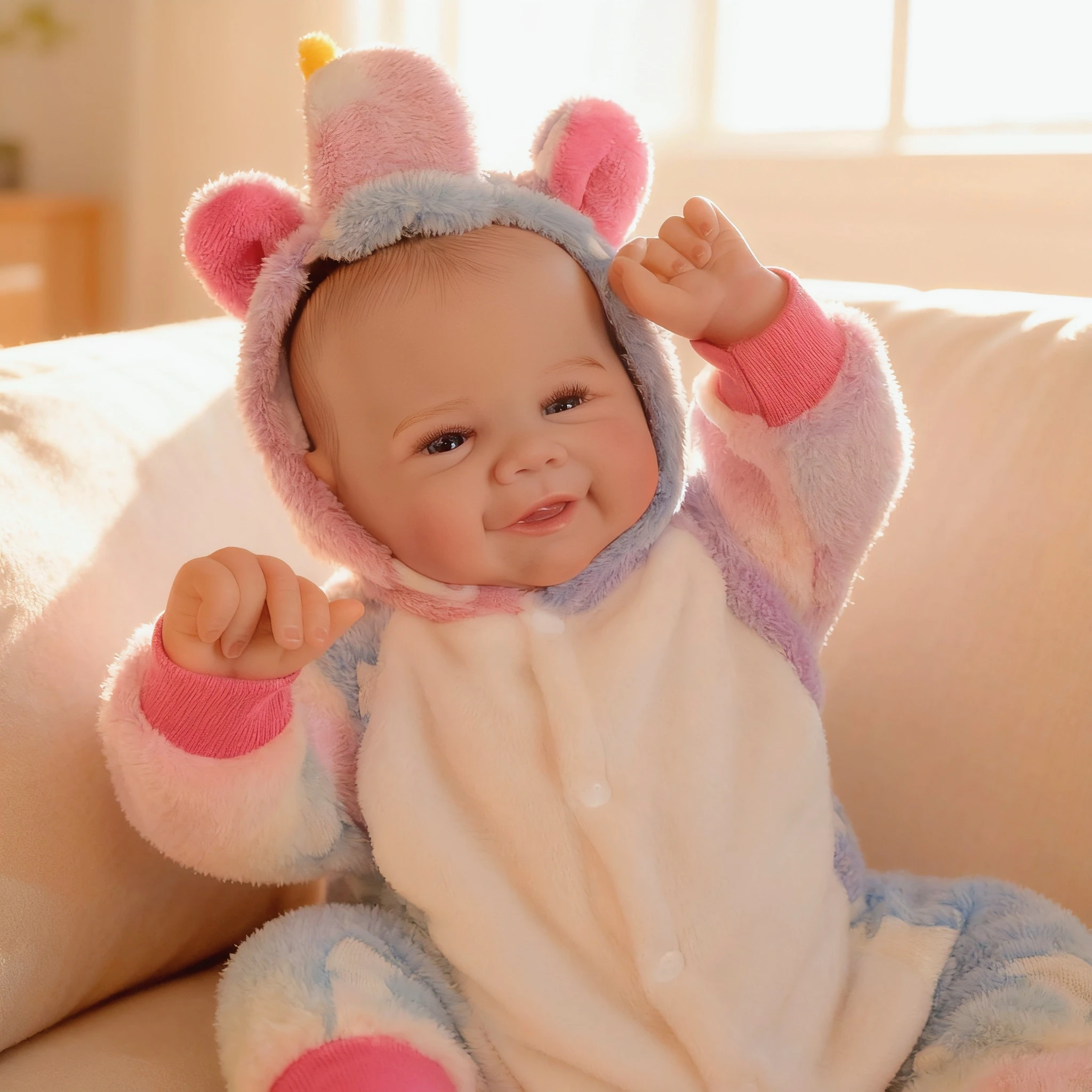 Awake Baby Doll 19 cali, gotowa, malowana lalka Reborn, realistyczna, miękka w dotyku, ręcznie malowane włosy