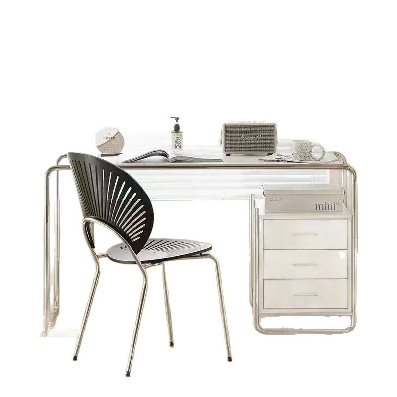 Leisure universal desk dressing table medieval light luxury stainless steel drawer computer desk