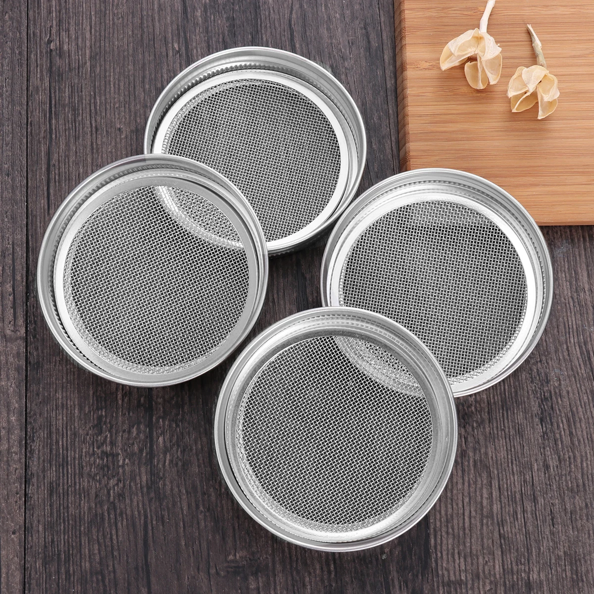

4 Stainless Steel Sprouting Lids Jars Removable Mesh Easy Clean Screen Grow Broccoli Lentil Home Kitchen Bar