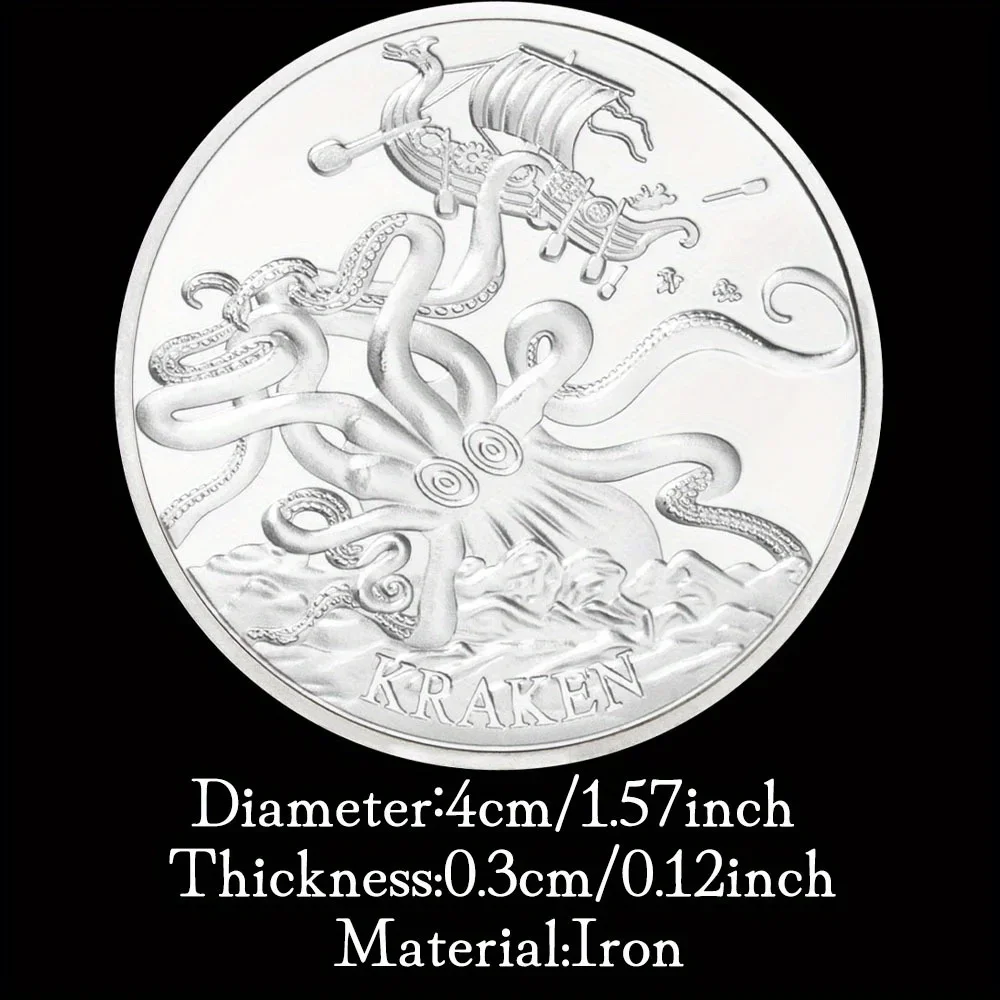 The Nordic Sea Commemorative Coin Monster Kraken Silvery Plated Souvenir Coin Home Decoration view 5
