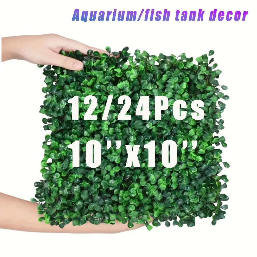

12pcs 10*10 in Grass Wall Artificial Boxwood Panels Topiary Hedge Plant w UV Protection Privacy Fence Screen for Outdoor Indoor
