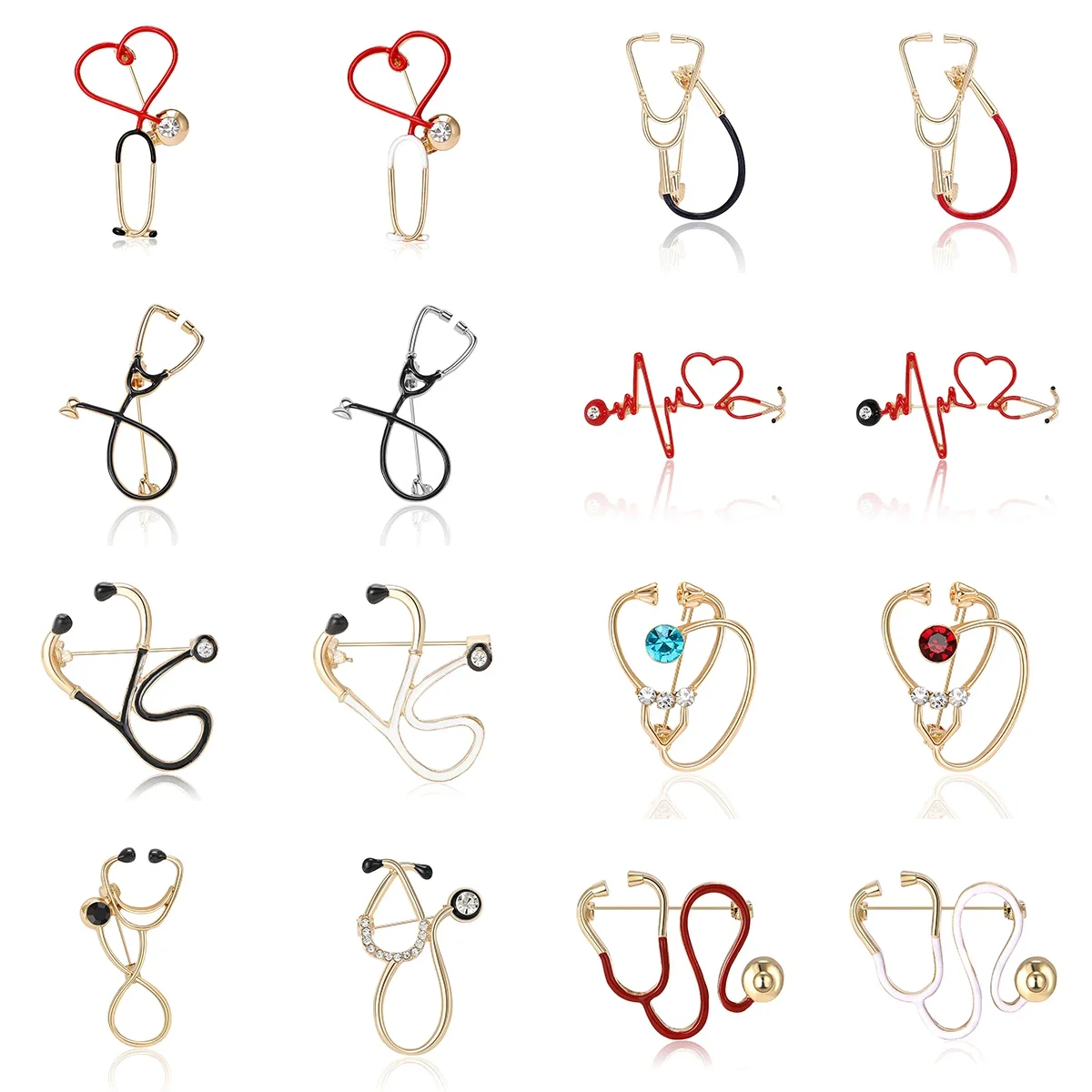 Premium Enamel Stethoscope Brooches for Women Unisex Medical Pins Multi-color Available Office Party Accessories Gifts