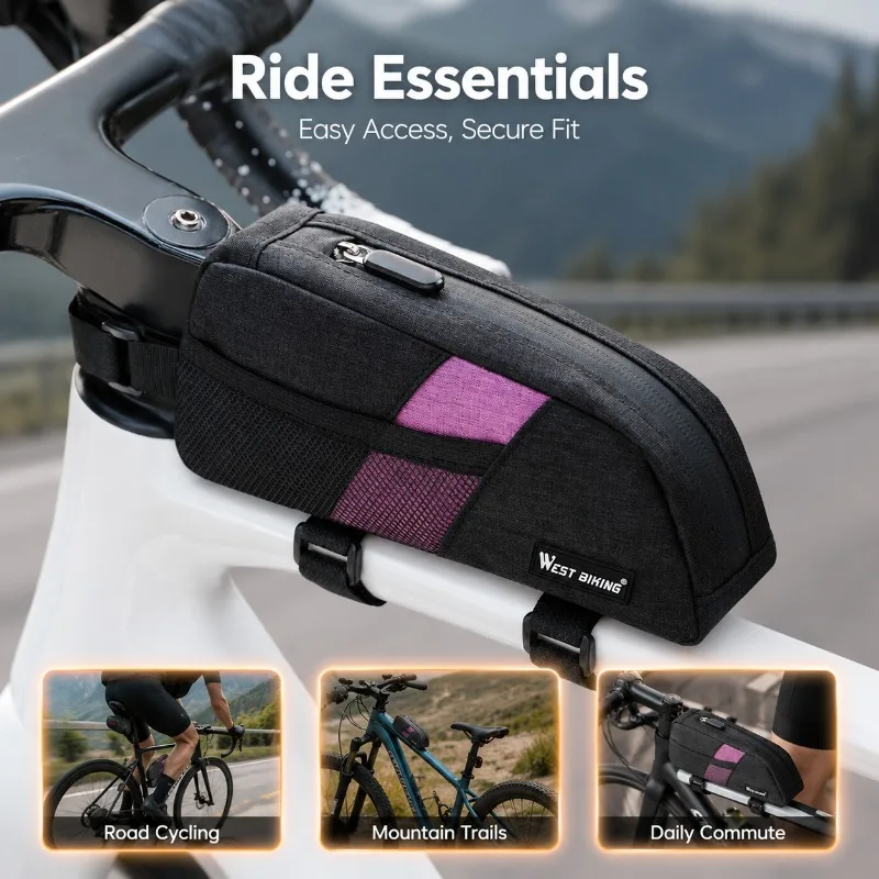 

West Biking Top Tube Pouch Fits Mountain Road Bikes Robust Front Frame Cycling Bag Stows Daily Gadgets To Support Outdoor