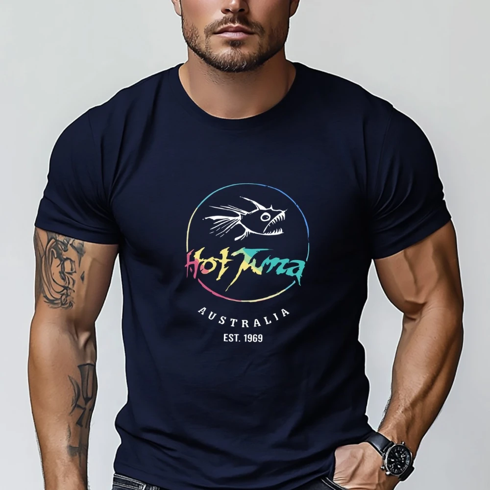Men'S T-Shirt Easy and Stylish Clean and Minimalistic Featuring The Hot Tuna Design Short-Sleeved Round-Neck Tee for Summer