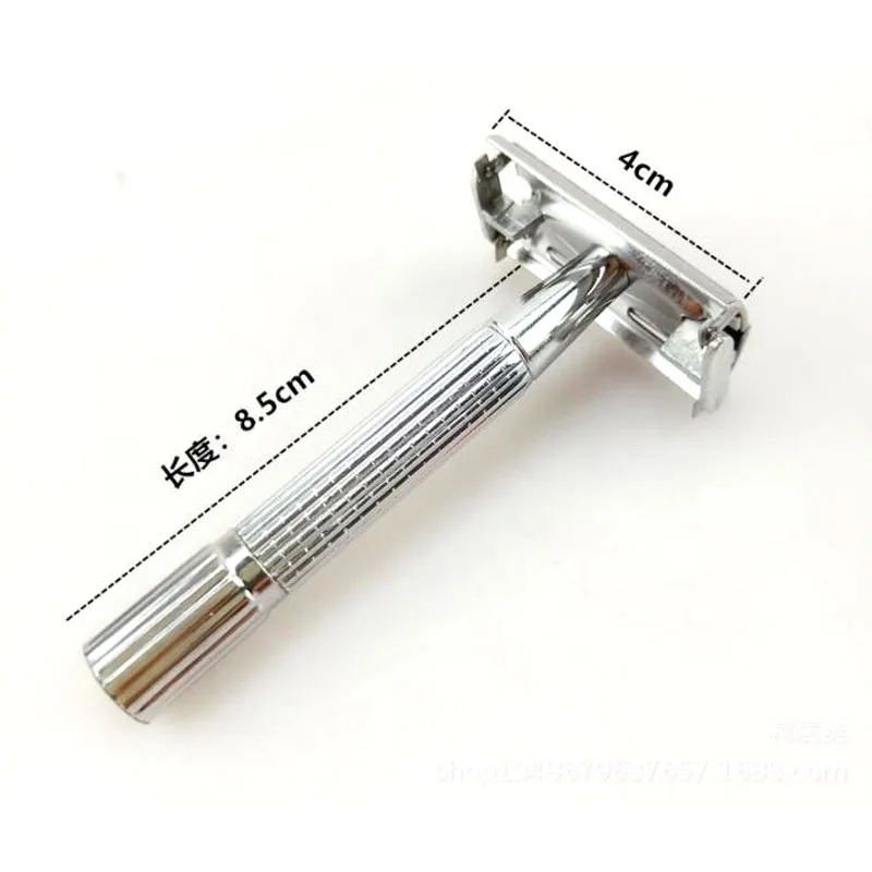 Klassieke 2-in-1 mannen Klassiek handmatig tweesnijdend scheermes Ontharing mes Baardtrimmer Scheerapparaat met reisspiegelbehuizing NJ-997