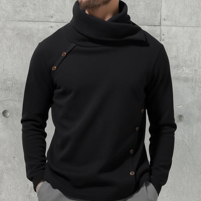 

Autumn Winter Men's Briti Sle Long Sve Knitted Sweater Casual High Collar Coat Cotton Blend Fabric Comfortable Soft