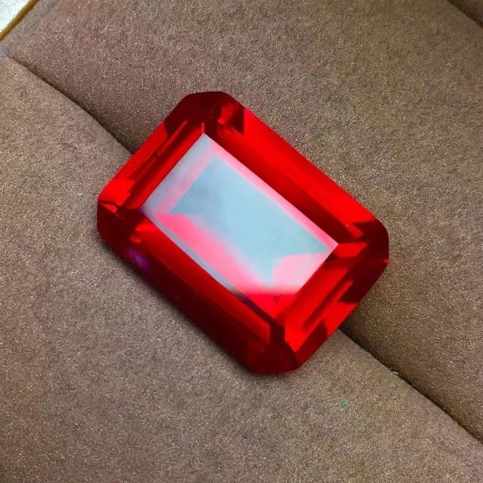 Ruby pigeon blood red emerald cut 5A bare stone 15X20mm ring face pendant hardness 9