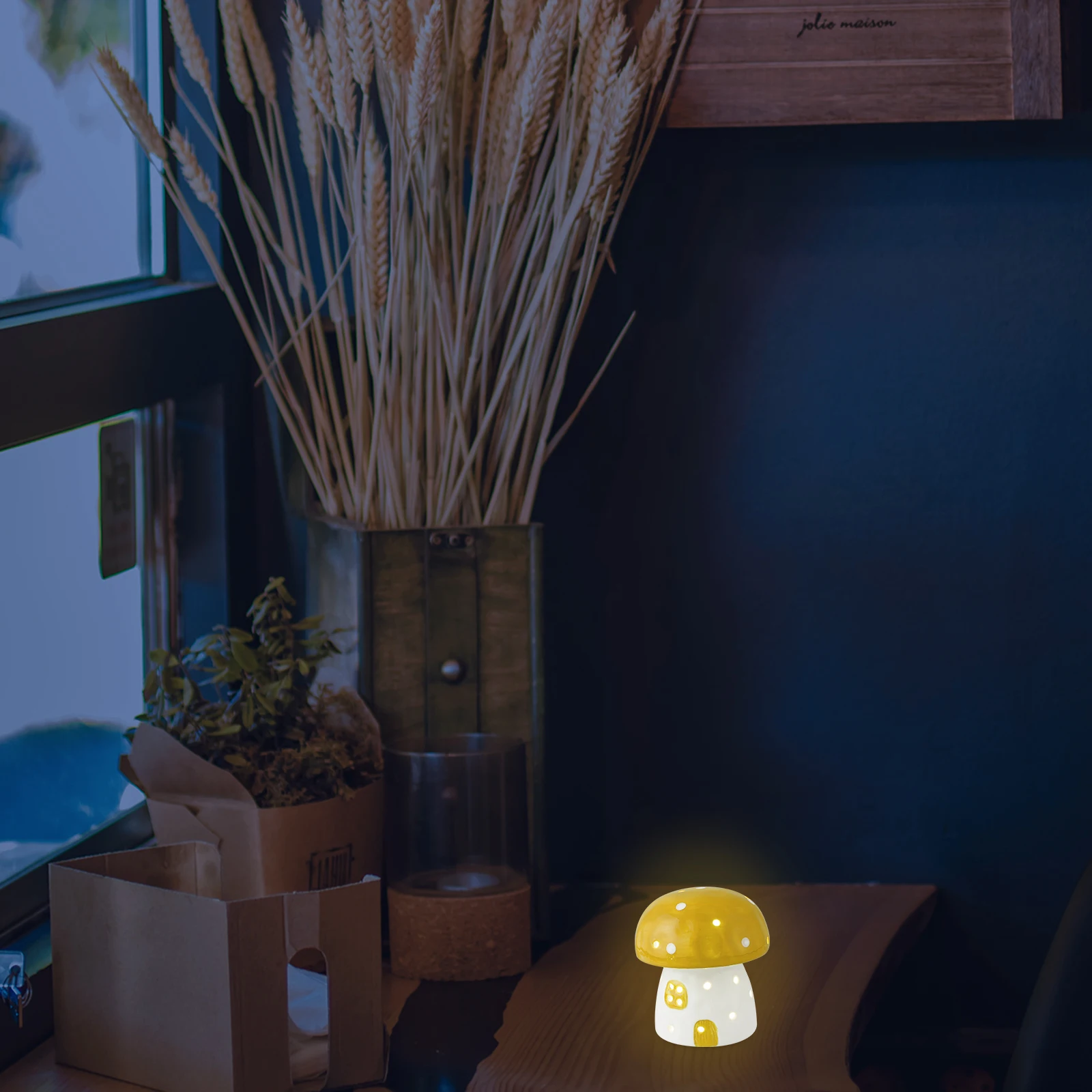 

Mushroom Night Light Small Ceramic Warm Table Lamp Elegant Bedside Cartoon Desk Rechargeable Compact Bedroom Lighting