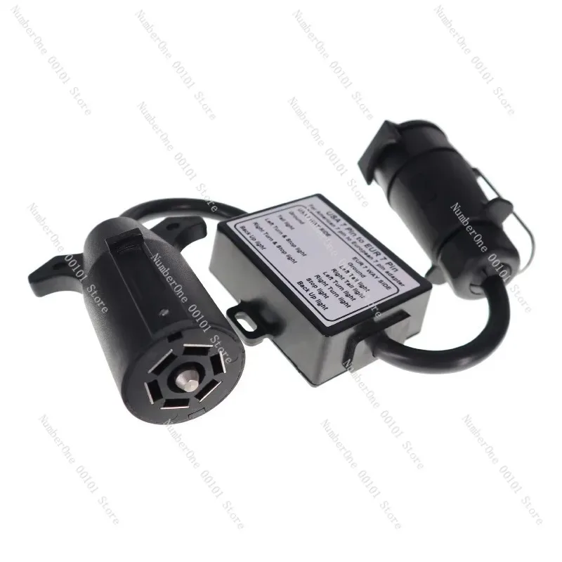 Custom American 7-Pin to European Trailer Harness Adapter, Separation Power Cord & Brake Light Line Connector